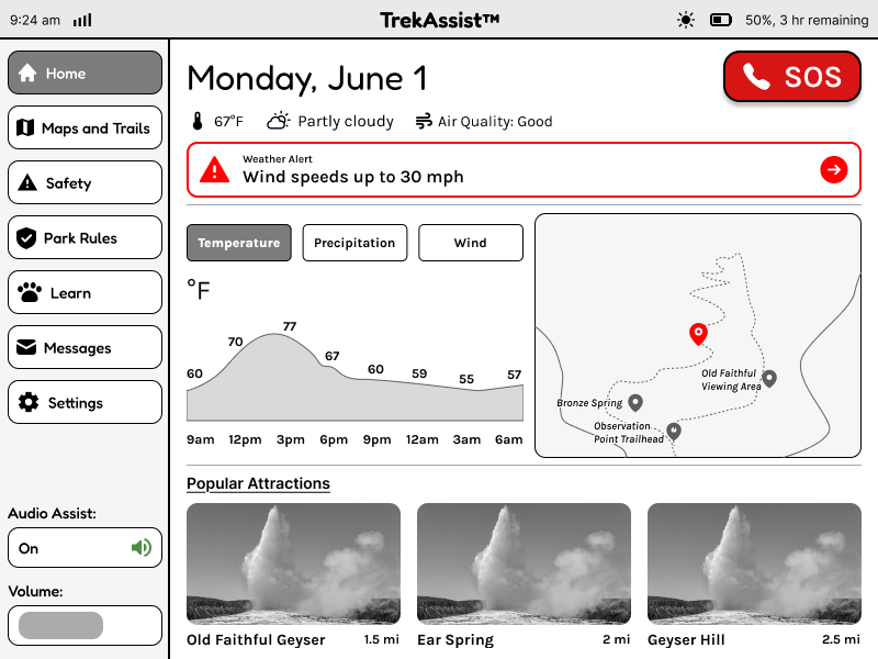 TrekAssist wireframes