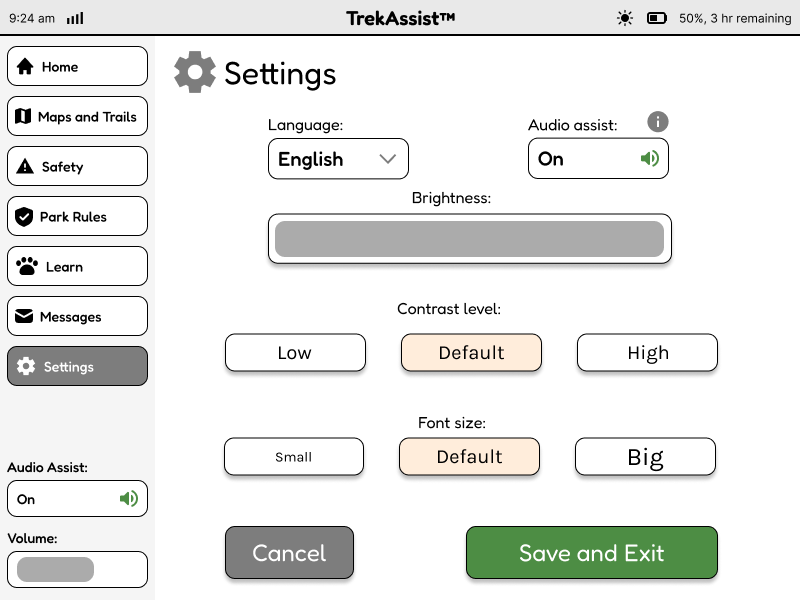 TrekAssist wireframes