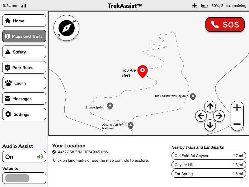 Map screen wireframe