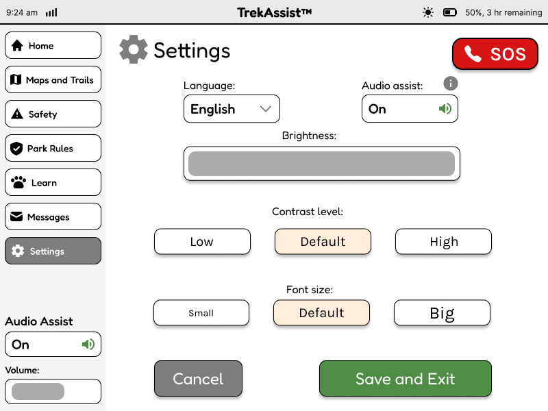 settings wireframe